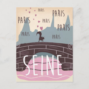 Rivier Seine, Parijs, Frankrijk vintage reisposter Briefkaart