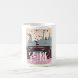 Rivier Seine, Parijs, Frankrijk vintage reisposter Koffiemok