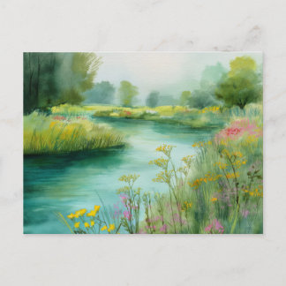 Rivier Uitzicht Natuur Scene Briefkaart