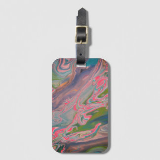 Rivier van kleuren Flow Paint Art Bagagelabel