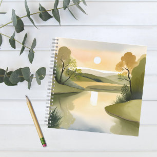 Rivier Zonsopgang Aquarel Geel Notitieboek