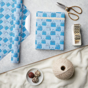 Riviera Blauwe Krokodillen Textuur Handtas Mode Pa Cadeaupapier