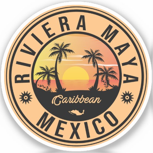 Riviera Maya Beach - Mexico Sunrise Palm tree Sticker (Voorkant)