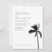 Riviera Maya Bruiloft Zwart & Wit Strand Palm Tree Kaart (Voorkant)