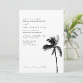 Riviera Maya Bruiloft Zwart & Wit Strand Palm Tree Kaart (Staand voorkant)