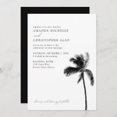 Riviera Maya Bruiloft Zwart & Wit Strand Palm Tree Kaart (Voorkant / Achterkant)