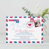 Riviera Maya Mexico Airmail Post Wedding Reception Kaart (Staand voorkant)