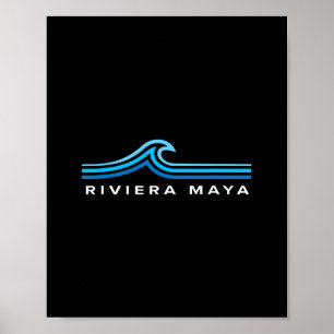 Riviera Maya Mexico Golven Vintage Heren Dames Jon Poster