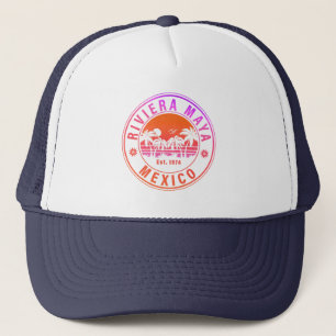 Riviera Maya Mexico Palm Tree Vintage reizen jaren Trucker Pet