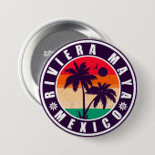 Riviera Maya Mexico Palmbomen Souvenir Ronde Button 7,6 Cm (Voorkant /achterkant)