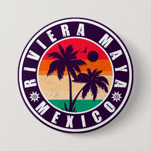 Riviera Maya Mexico Palmbomen Souvenir Ronde Button 7,6 Cm