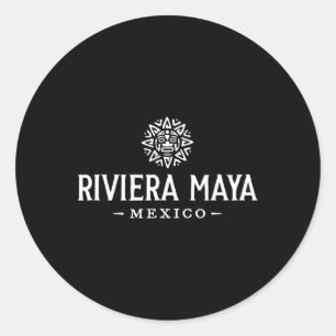 Riviera Maya Mexico Retro Sun Vakantie Souvenir Ronde Sticker