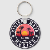 Riviera Maya Mexico Retro Sunset Souvenirs 60s Sleutelhanger (Achterkant)