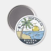 Riviera Maya Mexico Vintage Magneet (Voorkant / Achterkant)