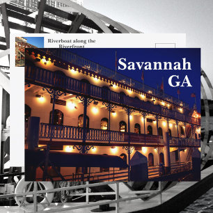 Rivierboot Rivierfront Savannah Georgia Fotografis Briefkaart