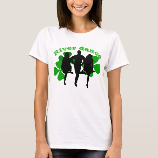 Rivierdans, Ierse dansers Groene klaver/shamrock T-shirt (Voorkant)