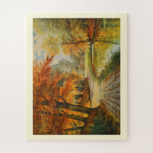 Rivière et bois en automne Puzzle (Vertical)