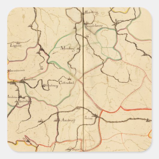 Rivieren en Valleys van Duitsland Vierkante Sticker (Voorkant)