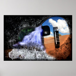 Rivieren in de woestijn (Guitar Art Poster) Poster