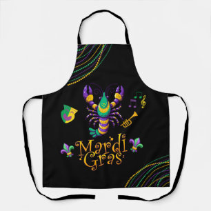 Rivierkreeft/trompet/masker/fleur de lis Mardi Gra Schort