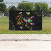 Rivierkreeft/trompet/masker/fleur de lis Mardi Gra Spandoek (Insitu)