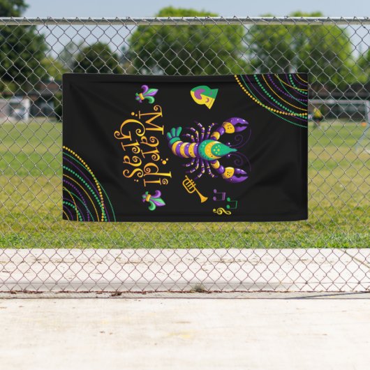 Rivierkreeft/trompet/masker/fleur de lis Mardi Gra Spandoek (Insitu)