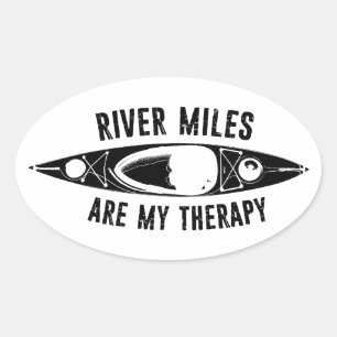 Riviermijlen zijn mijn therapie Kajakken Ovale Sticker
