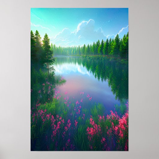 Rivier's omhelzing, rustig water poster (Voorkant)