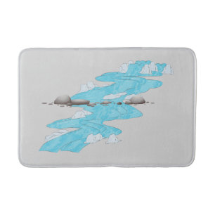 Rivierstromend badmat met blauw water en steen