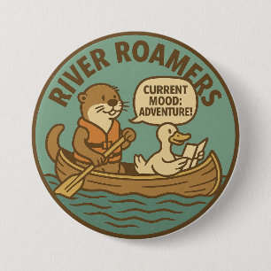 Rivierzwervers Huidige stemming Avontuur Kanoën Ronde Button 7,6 Cm
