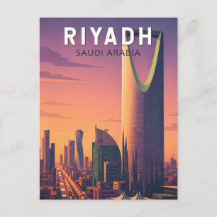 Riyadh Saoedi-Arabië Illustratie Reis Kunst Retro Briefkaart