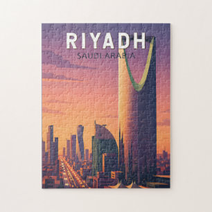 Riyadh Saoedi-Arabië Illustratie Reis Kunst Retro Legpuzzel