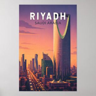 Riyadh Saoedi-Arabië Illustratie Reis Kunst Retro Poster