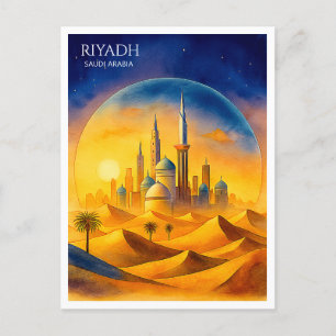 Riyadh Saoedi-Arabië Waterverf Skyline Feestdagenkaart
