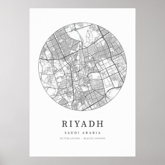Riyadh Saudi Arabia Stadsplattegrond Poster (Voorkant)