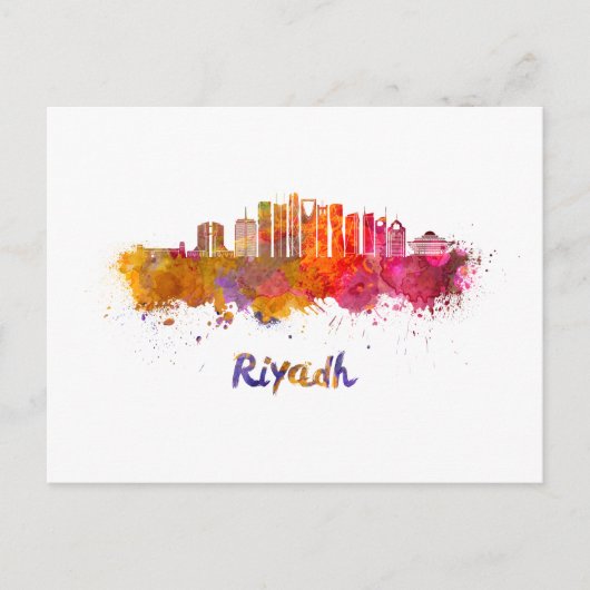 Riyadh V2 skyline in watercolor Briefkaart (Voorkant)