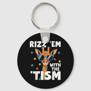 Rizz EM met de TISM Autisme Giraffe Grappig Autism Sleutelhanger