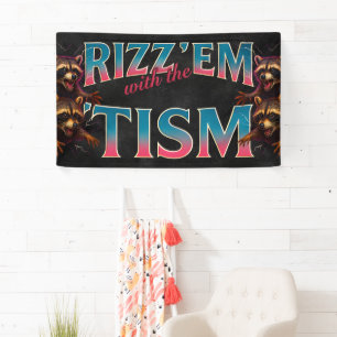 Rizz Em With The Tism Meme Autisme Grappige Wasbee Spandoek