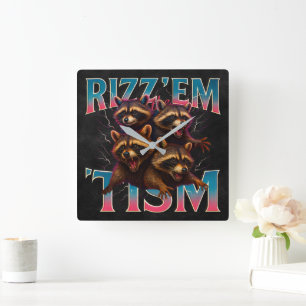 Rizz Em With The Tism Meme Autisme Grappige Wasbee Vierkante Klok