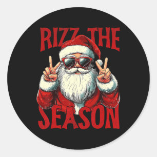 Rizz het seizoen Grappig Cool Bruh Kerstman Vrolij Ronde Sticker