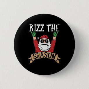 Rizz het seizoen Grappig Kerstmis Santa Rock Xmas  Ronde Button 5,7 Cm