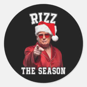 Rizz het seizoen Grappig Trump Kerstmis Santa Pana Ronde Sticker