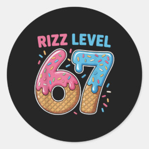 Rizz Niveau 67 Alpha Slang Gen 67e Nummer Ijs Crea Ronde Sticker