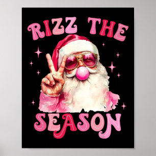 Rizz The Season Kerstman Roze Bubble Gum Rizzmas C Poster