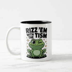 Rizz Ze Met de Tism Koele Kikker Tweekleurige Koffiemok