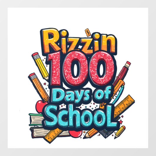 Rizzin 100 dagen school Gen Alpha grappig  Raamsticker (Vel)