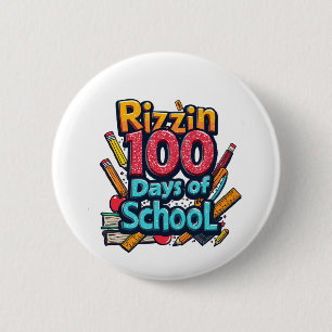 Rizzin 100 dagen school Gen Alpha grappig Ronde Button 5,7 Cm