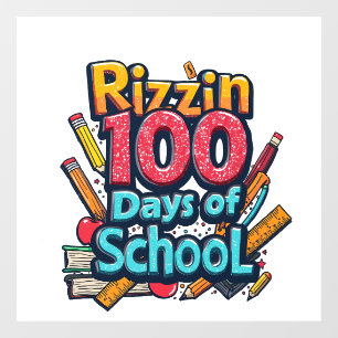 Rizzin 100 Days of School Gen Alpha Grappig Raamsticker