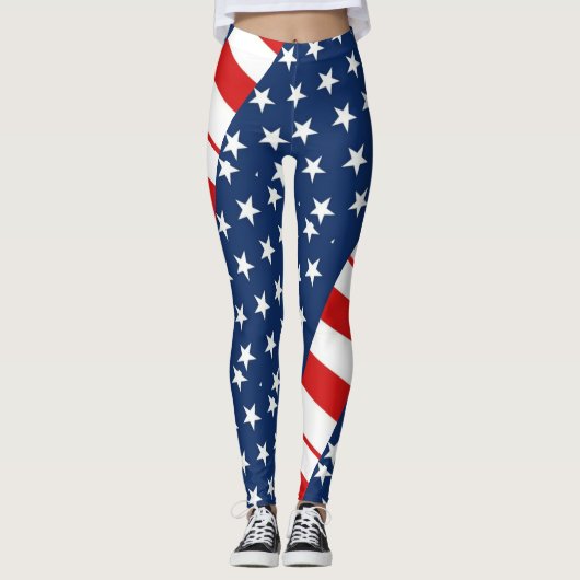 rmdesignflo55 USA Flag Leggings a red background (Voorkant)