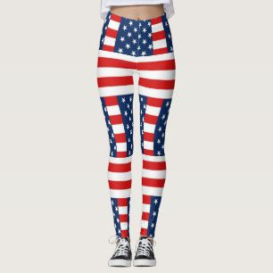 rmdesignflo55 USA vlag op een rode achtergrond Leggings